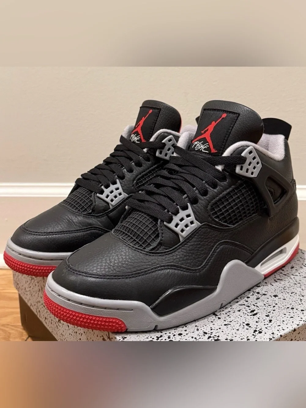 Nike Air Jordan 4 Retro Bred Reimagined Black/Fire Red/Grey Size 9